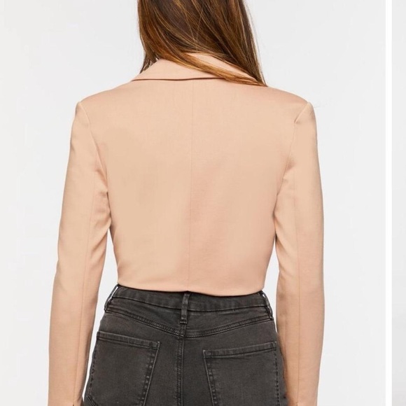 Forever 21 cropped notched-lapel blazer taupe - Picture 4 of 7